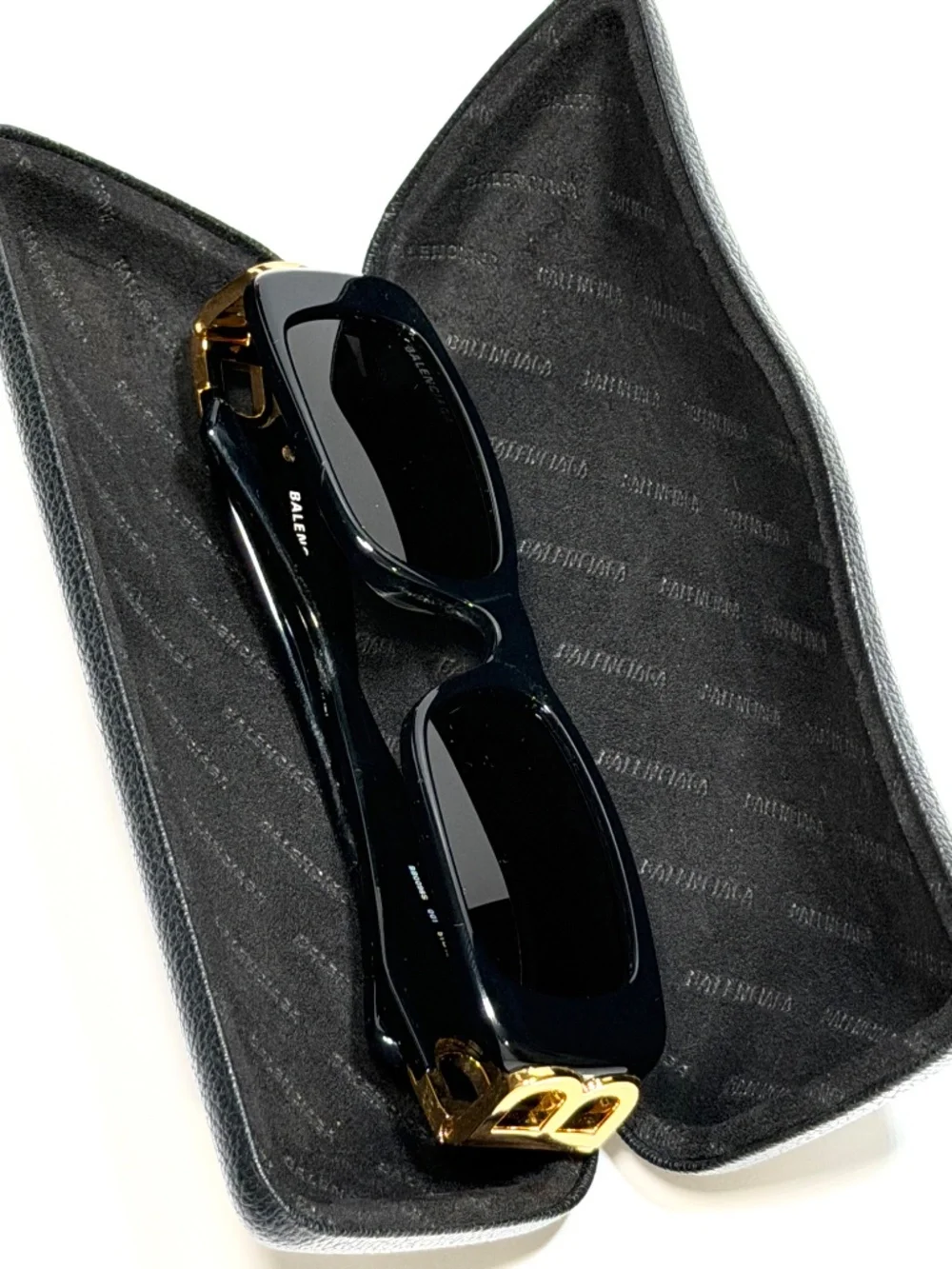Balenciaga Dynasty Rectangle Sunglasses Black Gold BB0096S